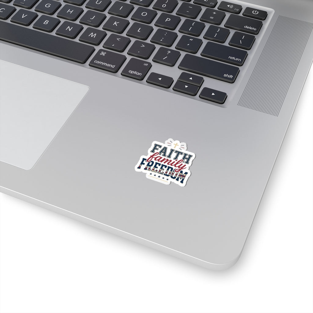 Faith Family Freedom Kiss-Cut Stickers | patriotic faith-based, vintage Americana