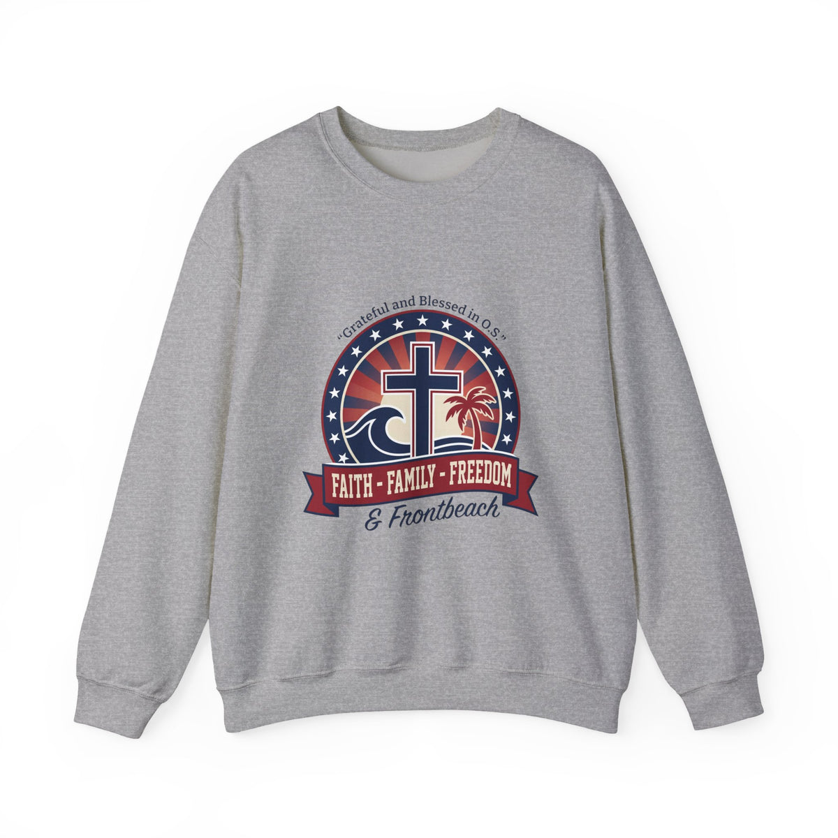 Faith • Family • Freedom Crewneck Sweatshirt | Faith-based Patriotic, Vintage Americana