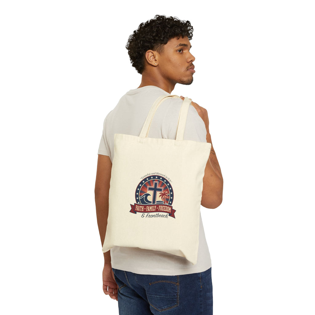 Faith Family Freedom Tote, patriotic faith-based vintage Americana, July 4th