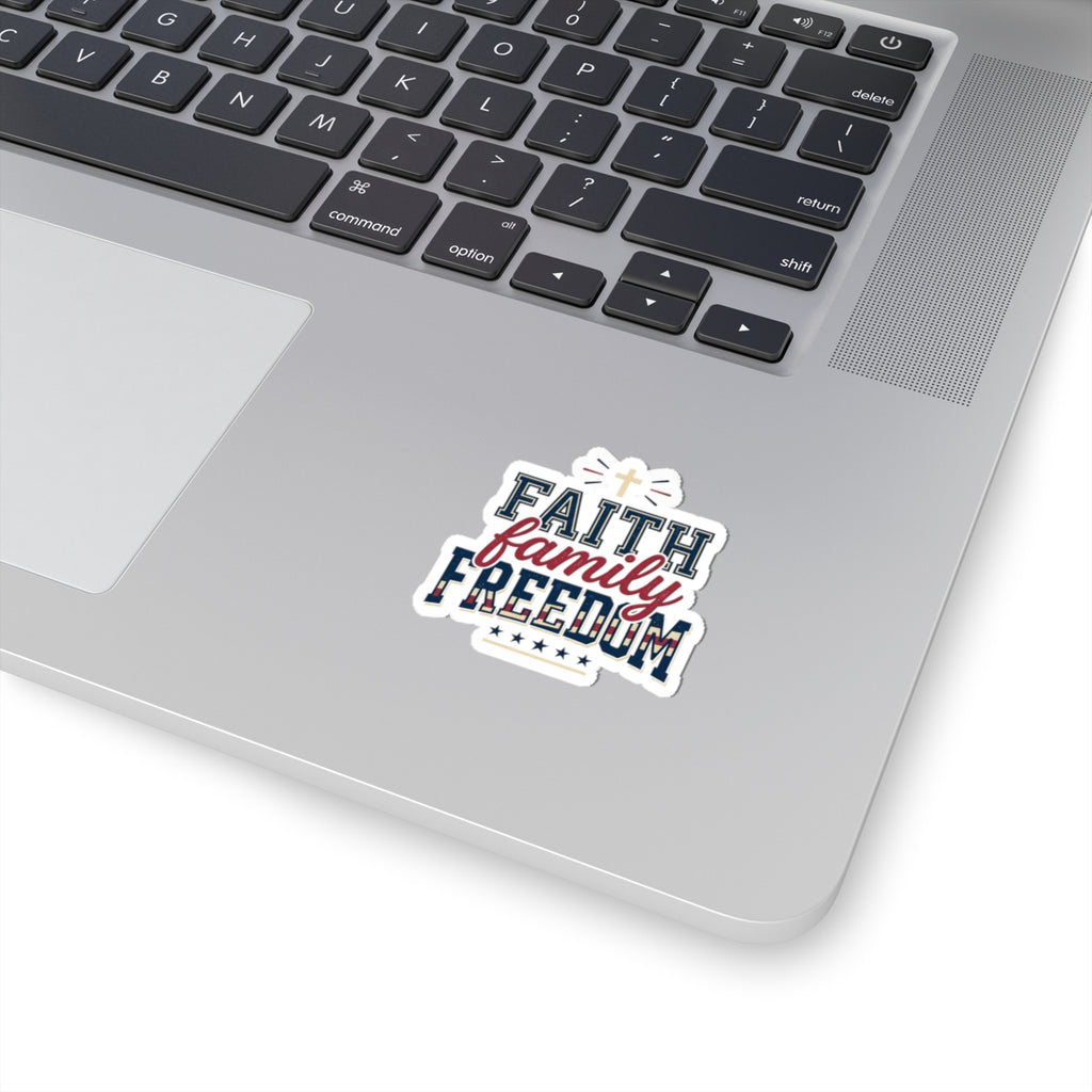 Faith Family Freedom Kiss-Cut Stickers | patriotic faith-based, vintage Americana