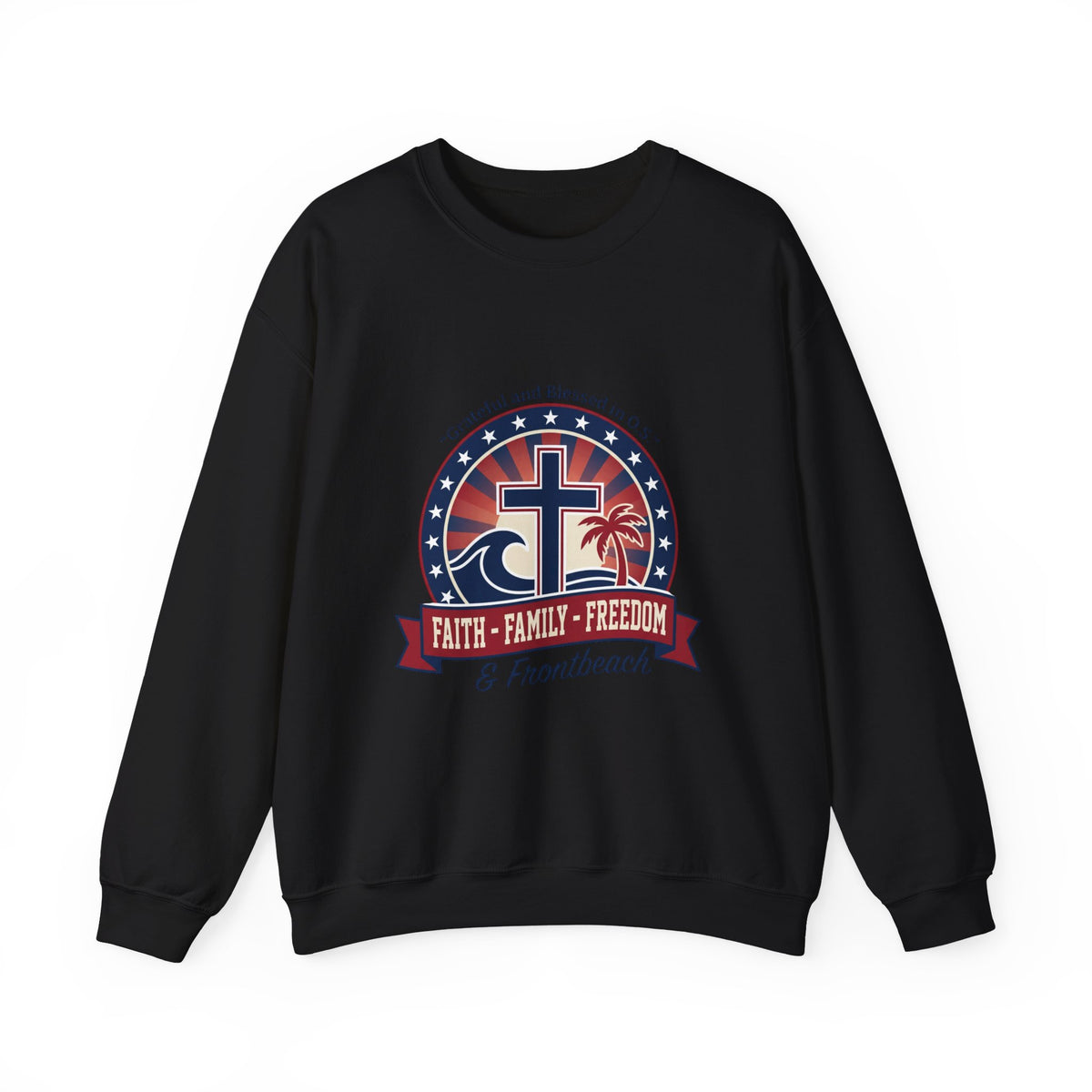 Faith • Family • Freedom Crewneck Sweatshirt | Faith-based Patriotic, Vintage Americana