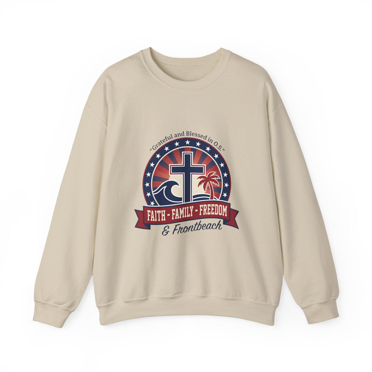 Faith • Family • Freedom Crewneck Sweatshirt | Faith-based Patriotic, Vintage Americana