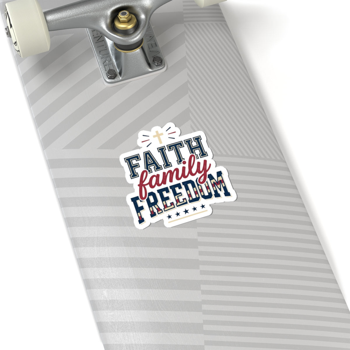 Faith Family Freedom Kiss-Cut Stickers | patriotic faith-based, vintage Americana