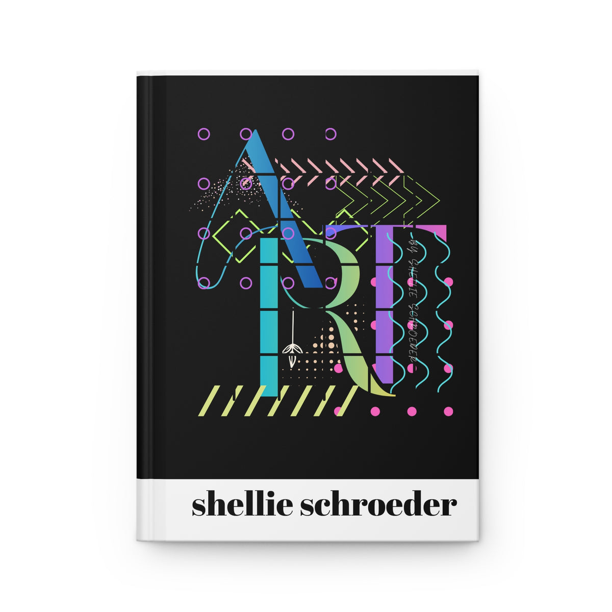 Hardcover Journal — Retro Neon ‘ART’ Geometric Design, Personalized Name Option