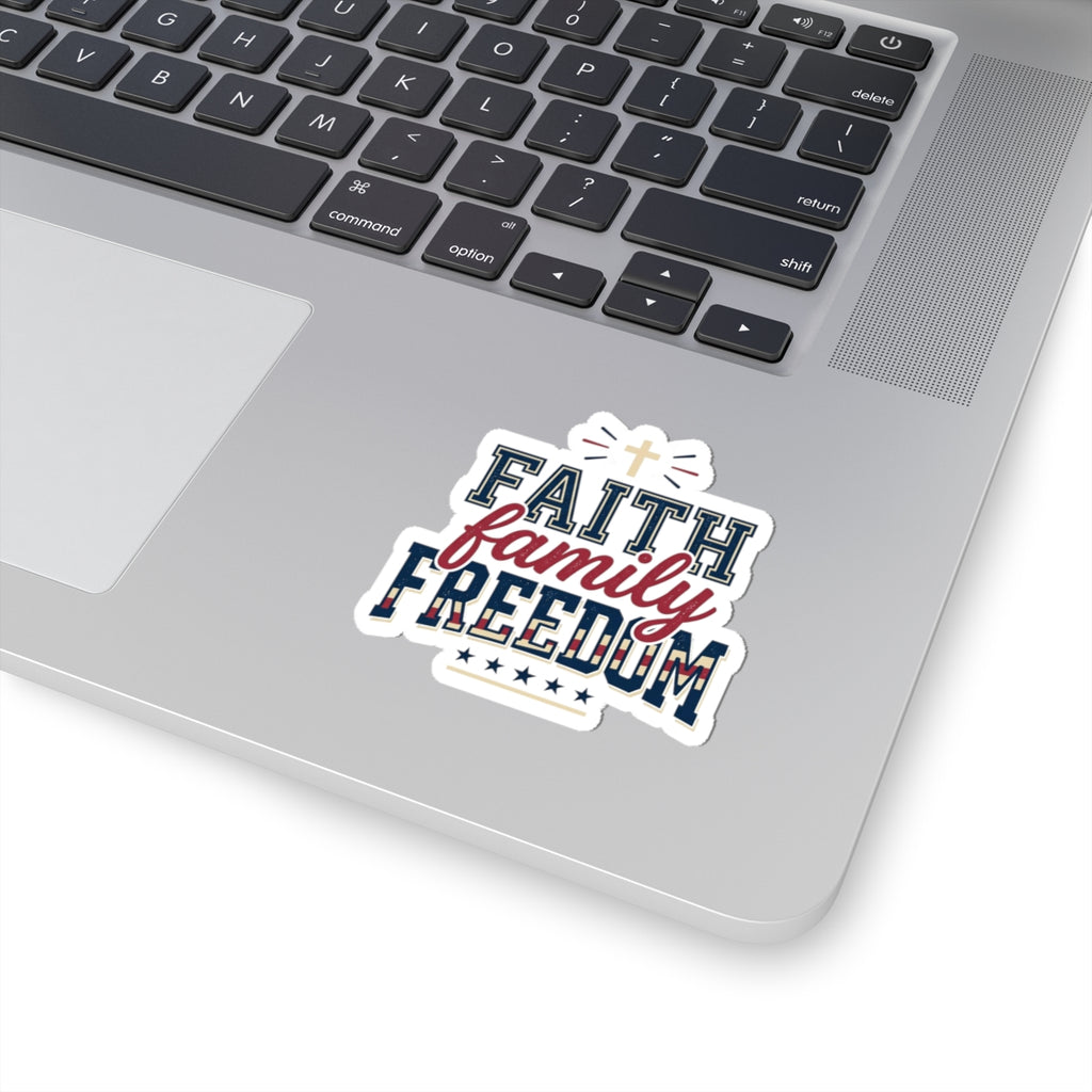 Faith Family Freedom Kiss-Cut Stickers | patriotic faith-based, vintage Americana
