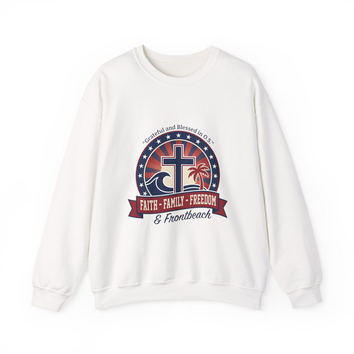 Faith • Family • Freedom Crewneck Sweatshirt | Faith-based Patriotic, Vintage Americana