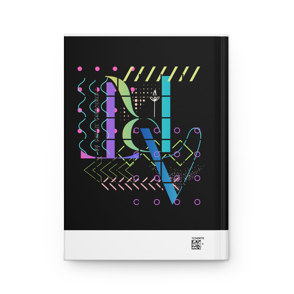 Hardcover Journal — Retro Neon ‘ART’ Geometric Design, Personalized Name Option