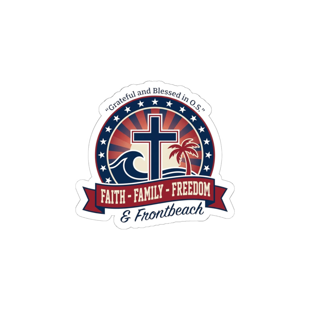Faith • Family • Freedom Kiss-Cut Stickers | Patriotic Faith-Based, Vintage Americana